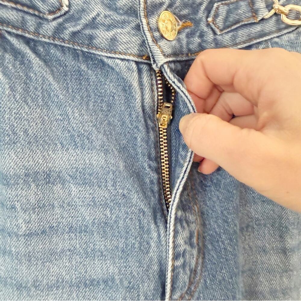 Sandro High Rise Blue Women's Jeans with Chain Detail Sz 40/8 - Picture 7 of 13